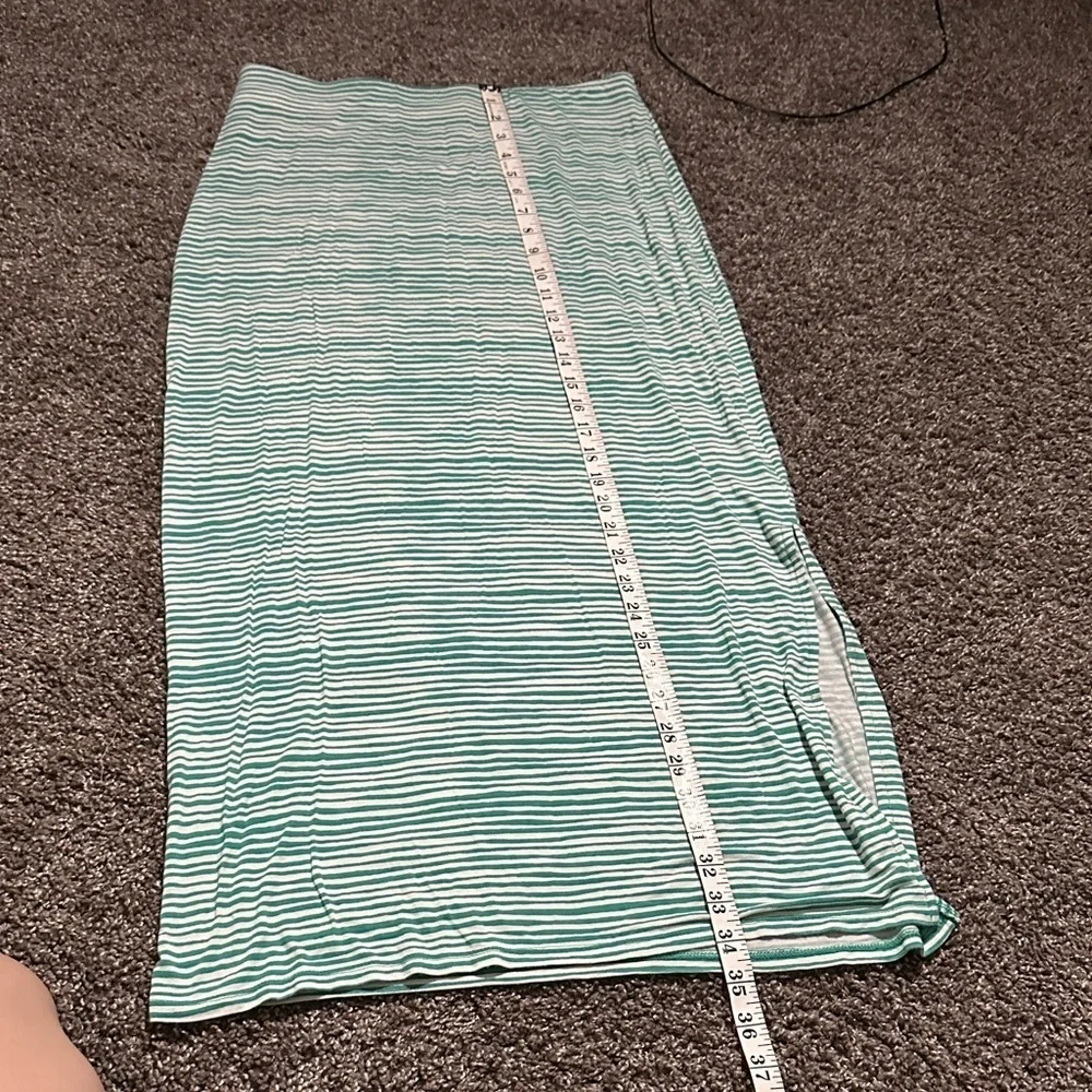 LOFT Green and White Striped Maxi Skirt Size Small Petite